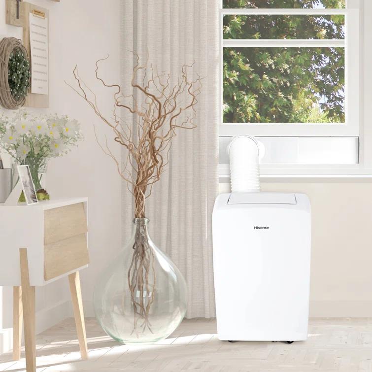 HiSense Hisense 8,000 BTU Smart Portable Air Conditioner with Wi-fi Controls, Dehumidifier and Remote, AC for Apartment, Bedroom, Medium Rooms up to 350 Square Feet in White