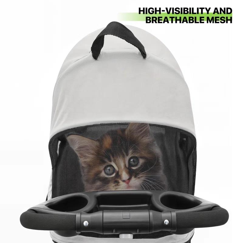 MoNiBloom Folding Pet Stroller, Foldable Dog Jogger Stroller with Detachable Carrier, Basket and Cup Holder