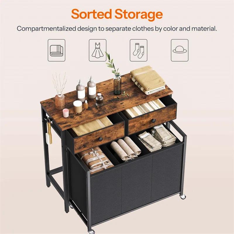 FLOORING CENTER LLC Laundry Basket With Wheels And Drawers