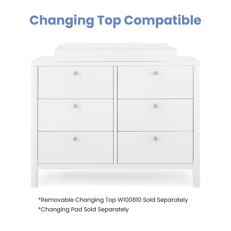 Delta Children Delta Children Brooks 6 Drawer Dresser With Interlocking Drawers (Includes 3 Sets Of Knobs – Choose From Natural, Brushed Nickel & Melted Bronze), Bianca