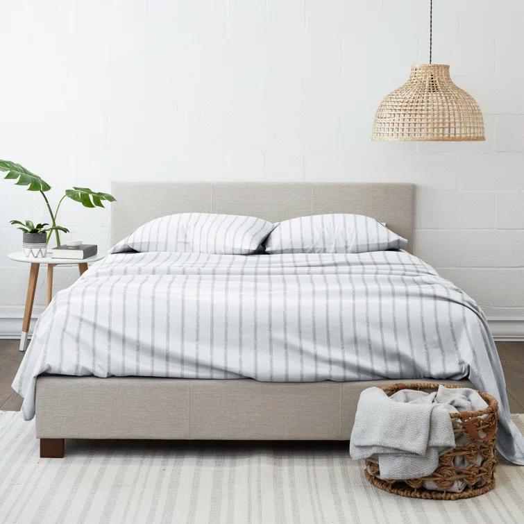 IEnjoy Home Distressed Navy Coastal Stripe Pattern Microfiber Sheet Set