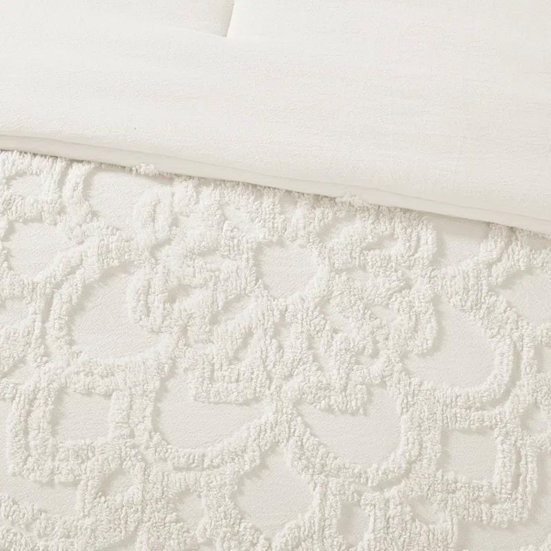 Laetitia Tufted Chenille Cotton 3 Piece Medallion Duvet Cover Set