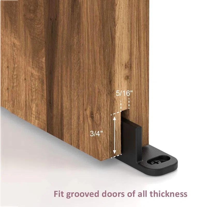 HERACLES No Groove Adjustable Sliding Door Guide, Bottom Floor Guide, Barn Door Floor Guide Floor Mount, Bypass Door Guide, Black Plastic With Screws(2Sets)