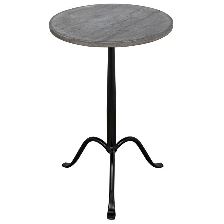 Alfano Round Side Table - Black and Gray Marble