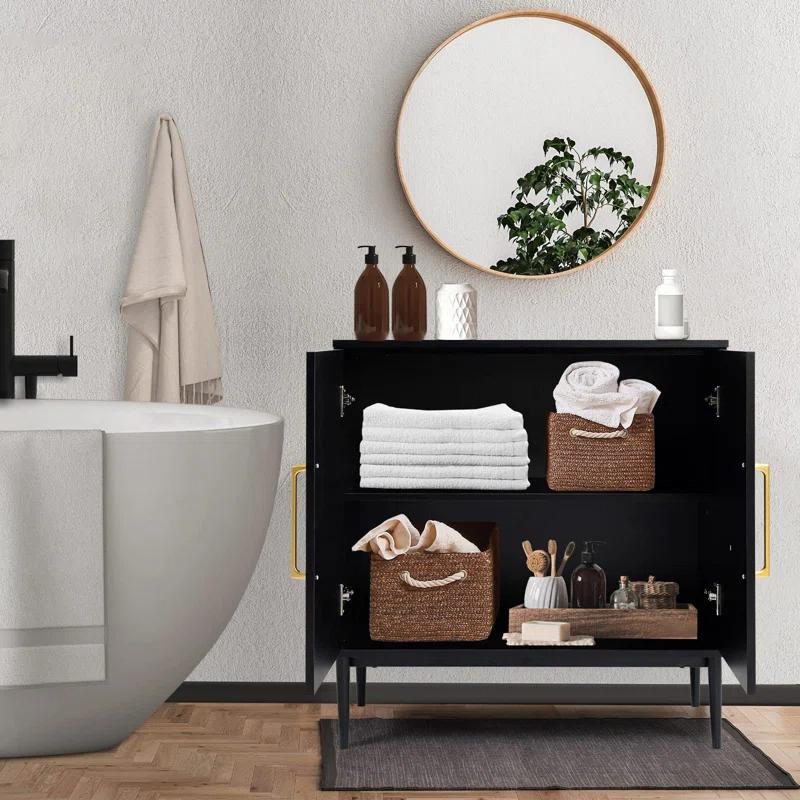 George Oliver Jonquavious Black Accent Cabinet, Freestanding Storage Cabinet, Modern Sideboard & Reviews | Wayfair