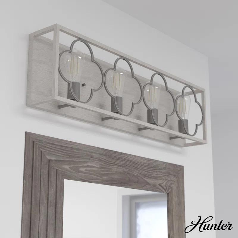 Hunter Fan Gablecrest 4 Light  Flush Mount Bathroom Vanity Wall Light Fixture