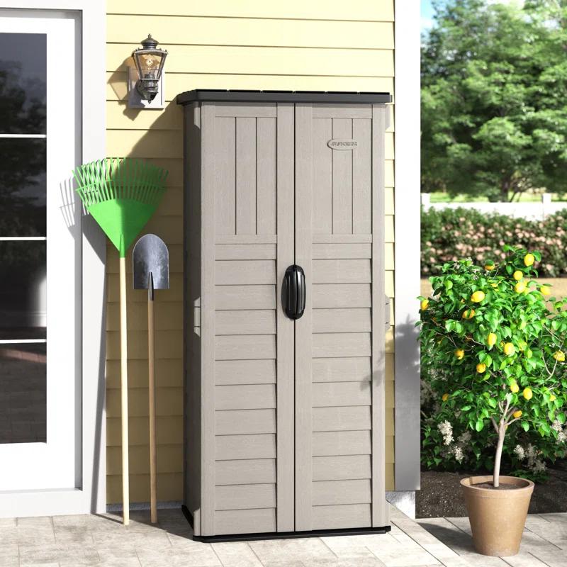 Suncast Suncast Outdoor 32.25 in. W x 24.75 in. D x 72 in. H Resin Vertical Tool Shed