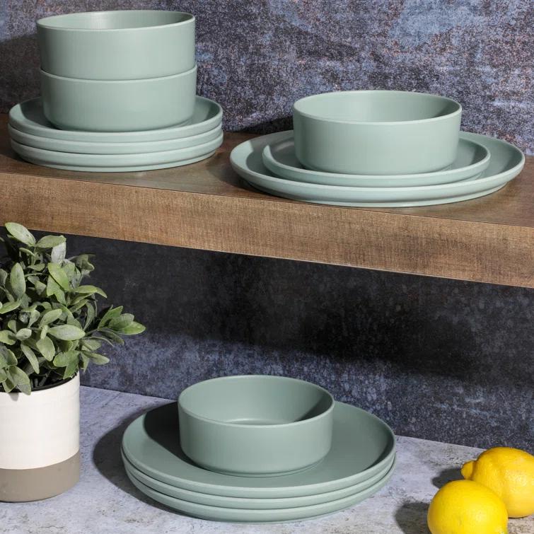 Gibson Home Canyon Crest 12-Piece Stackable Matte Melamine Dinnerware Set