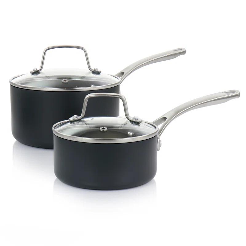 Martha Stewart Bosworth 10 Piece Hard Anodized Nonstick Aluminum Cookware Set - Black