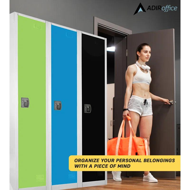 AdirOffice 12'' Wide Steel 1-Tier School and Gym Locker (Set of 2)
