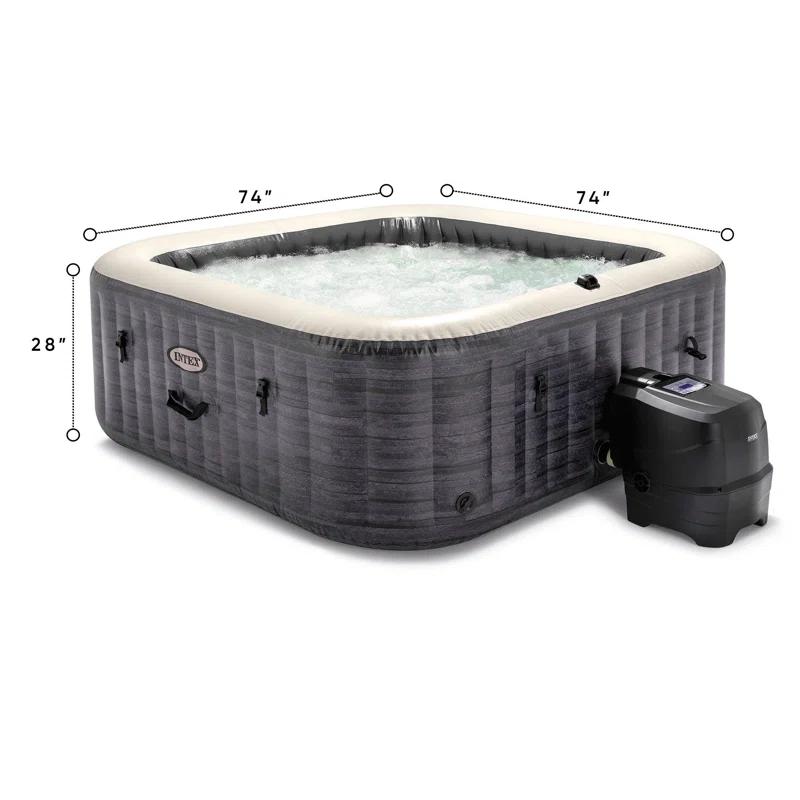 Intex Intex 120 Volt 6 Person - Person 140 - Jet Vinyl Square Inflatable Hot Tub in Gray