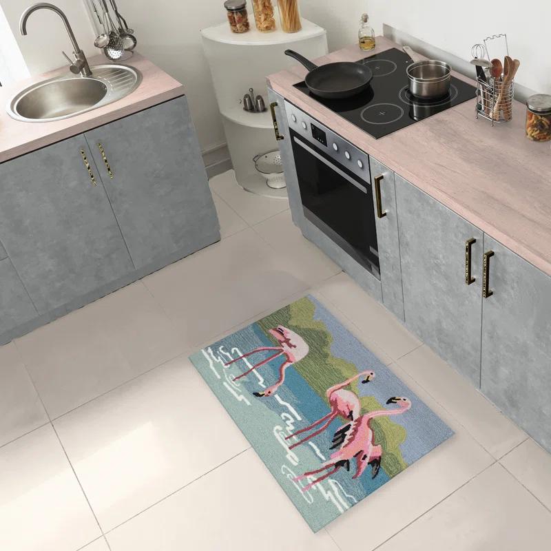 Liora Manne Frontporch Flamingos Indoor/Outdoor Mat Aqua