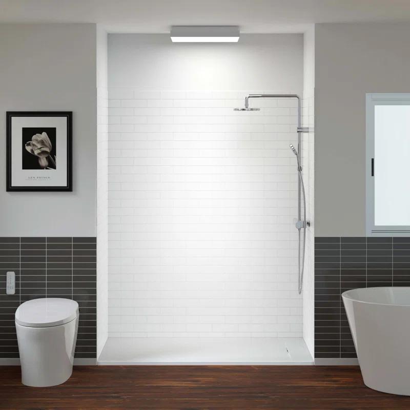 WoodBridge SWP603675-1-SU-H+SUS-WH-6036 60'' W 75'' H Framed Rectangle Shower Stall