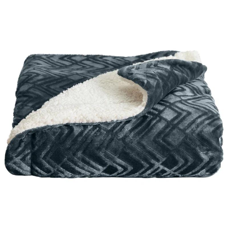 FreshFolds Ultra Soft Printed Plush Sherpa Reversible Blanket