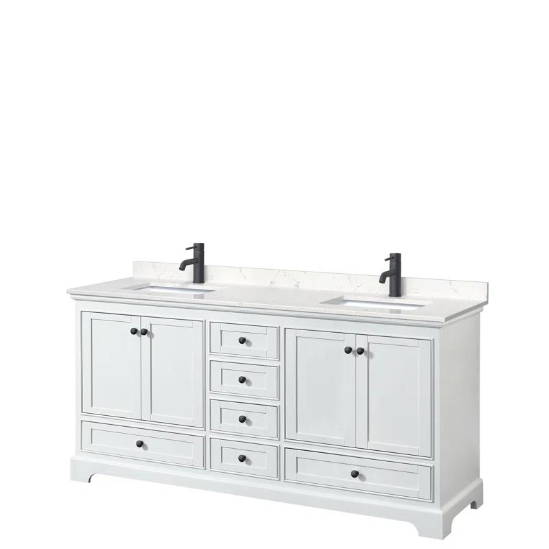 Wyndham Collection Deborah 72'' Double Bathroom Vanity with Marble Top