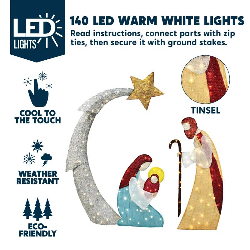 Joiedomi 5FT Christmas Nativity Scene Yard Light with Pre-Lit LED Lights for Indoor Outdoor Garden, Lawn, Christmas Event, Christmas Eve Night Decoration