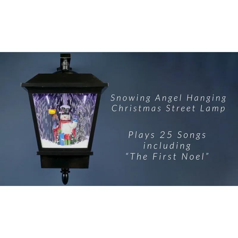 Northlight Seasonal Lighted and Musical Wall Mounted Snowing Christmas Street Lamp