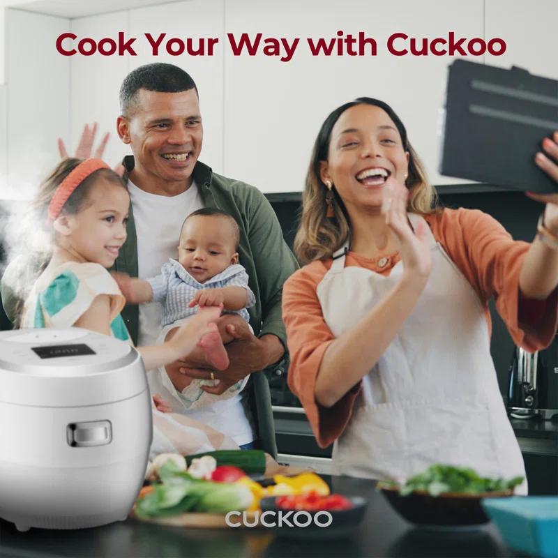 Cuckoo Electronics Cuckoo Rice Cooker 20 Cups Cooked Warmer with Nonstick Pot 16 Menu Modes and Micom Fuzzy Logic Tech with Auto Clean Features in White (CR-1020F)