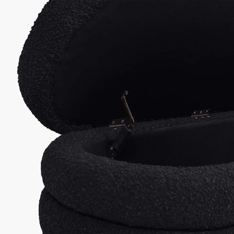 Everly Quinn Boucle Upholstered Storage Bench