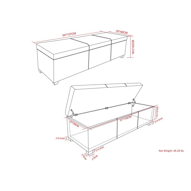 Simpli Home Avalon Extra Large Storage Ottoman Bench,Assembled