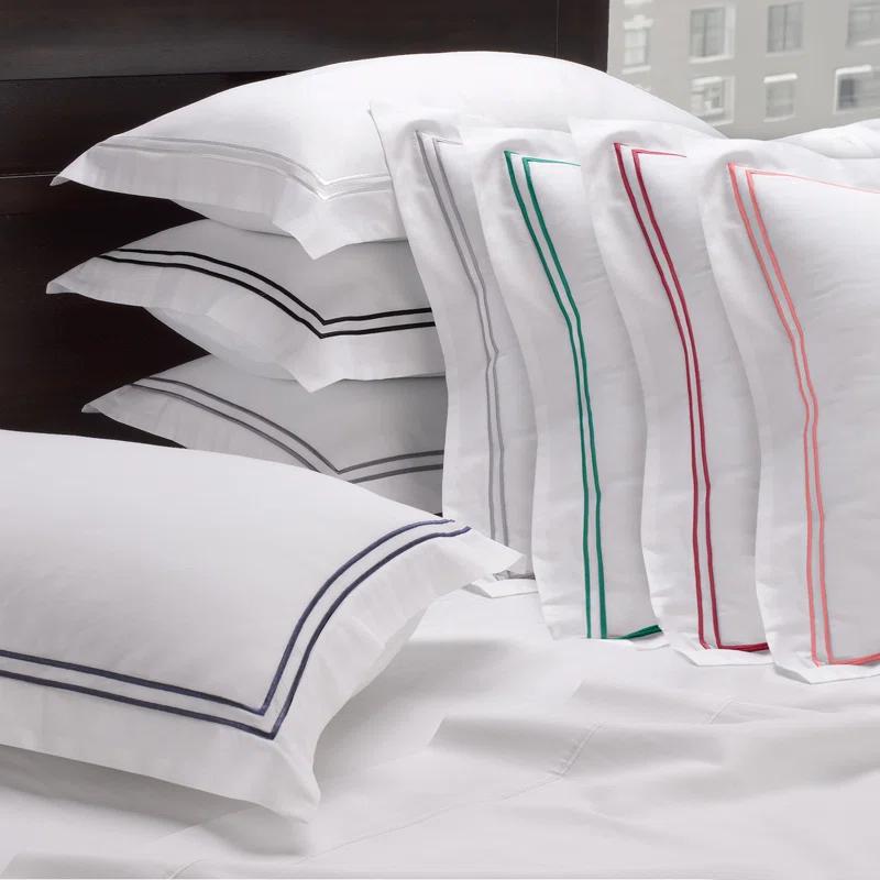 Ella Jayne Home Ella Jayne Cotton Duvet Cover with Satin Satin Stitching 3-Piece Set, White with White Satin Stitching