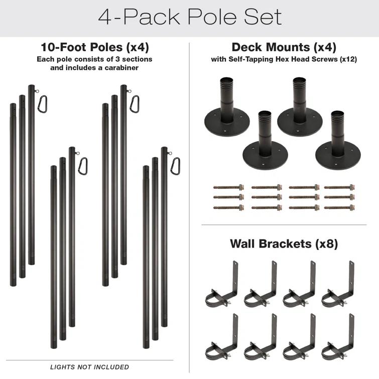 Excello Global Products Poles Lighting Kit EGP-LP-V2-4-DK