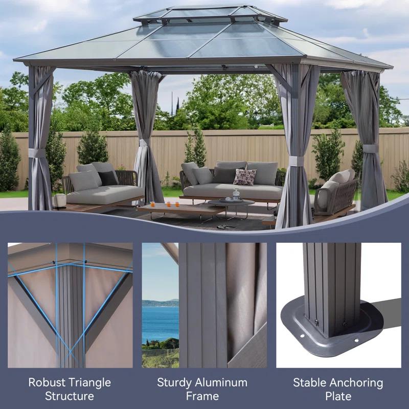 Joyside 13 Ft. W X 10 Ft. D Aluminum Patio Gazebo