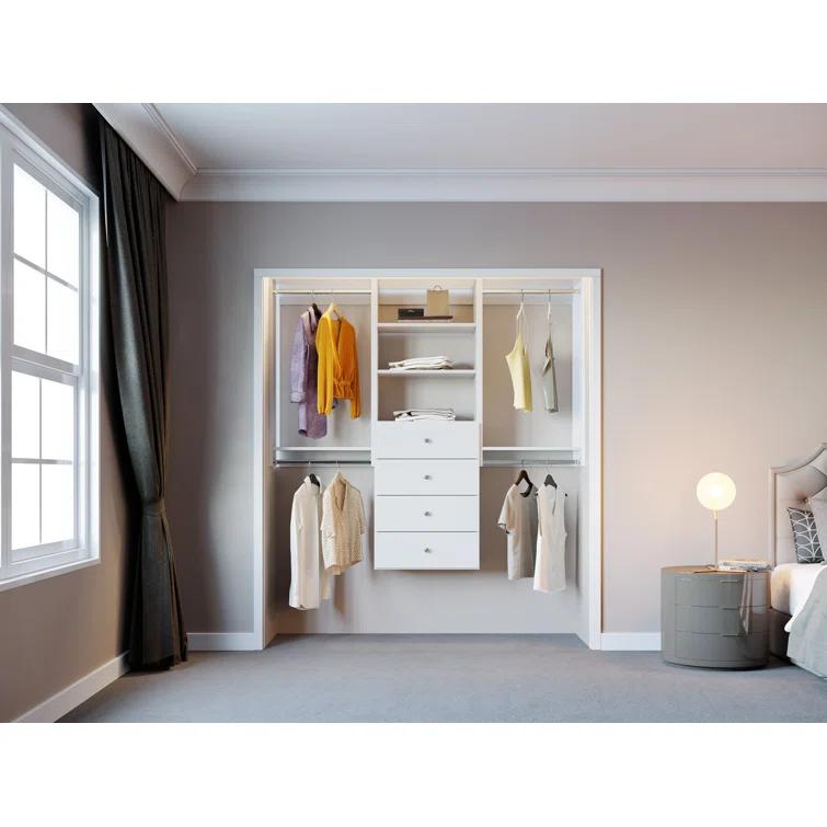 Modular Closets Modular Closets Closet System Walk-In Sets, 2 Double Hanging Unit with 4 Drawer Shelf Tower