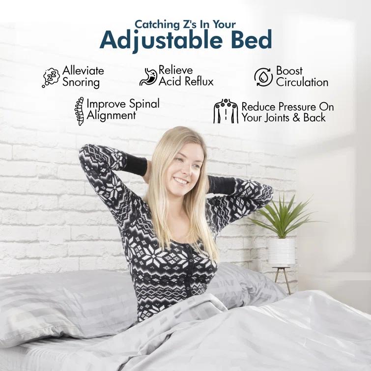 Renanim Sf Adjustable Bed With 14" Hybrid Mattress Included Massage, Usb, Underbed Light, Wireless Remote & App Control