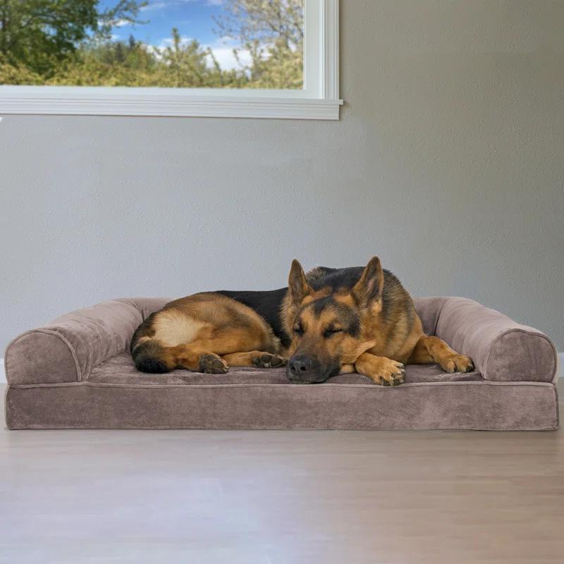 FurHaven Quilted Orthopedic Bolster Sofa Pet Bed