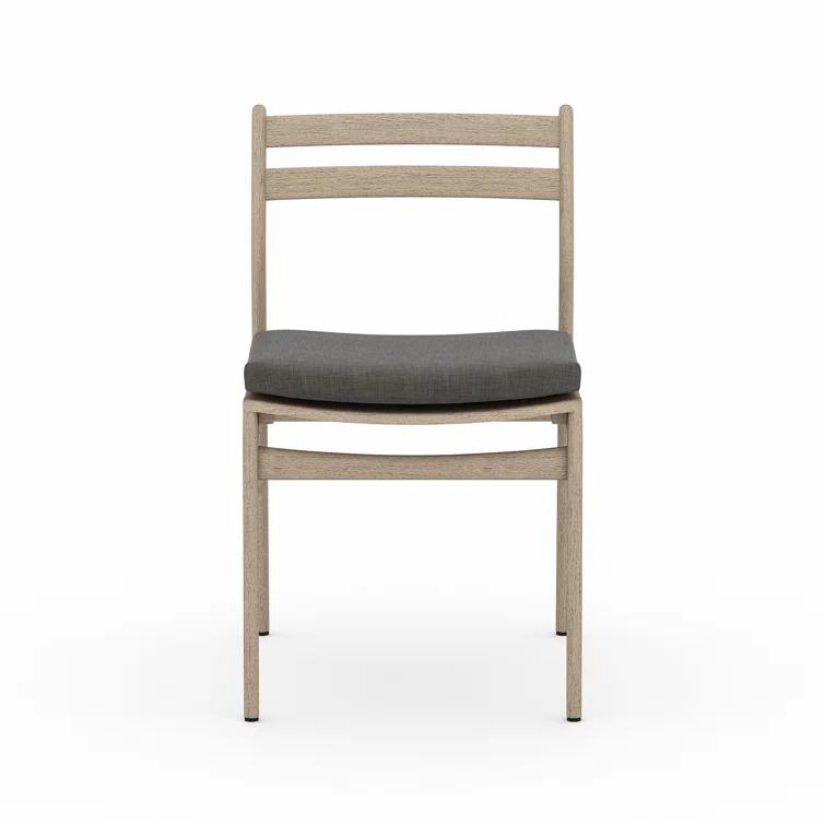 Contemporary Charcoal Teak Side Chair with UV-Resistant Cushion