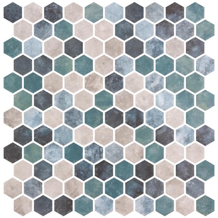 Andova Trillions Hexagon Honeycomb Glass Mosaic Kitchen Backsplash, Bathroom, Shower, Pool, Wall and Floor Tile