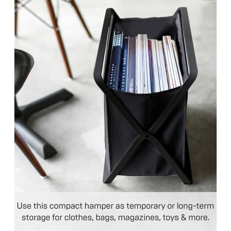 Yamazaki Home Laundry Basket - Foldable Storage Hamper Organizer, Steel, 10.9 gallons, Handles