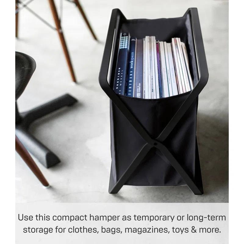 Yamazaki Home Laundry Basket - Foldable Storage Hamper Organizer, Steel, 10.9 gallons, Handles