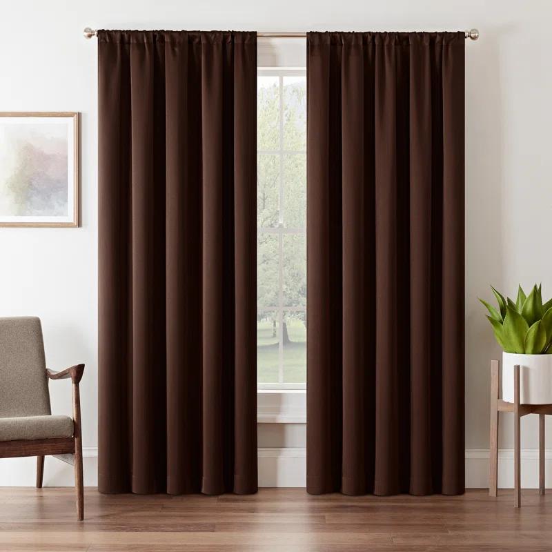 Eclipse Tricia Solid Curtain Panel, Room Darkening Rod Pocket Curtain Thermapanel (1 Panel)