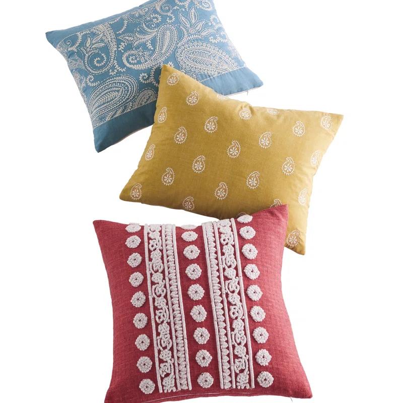 Levtex home Khotan Red Embroidered Blue Pillow