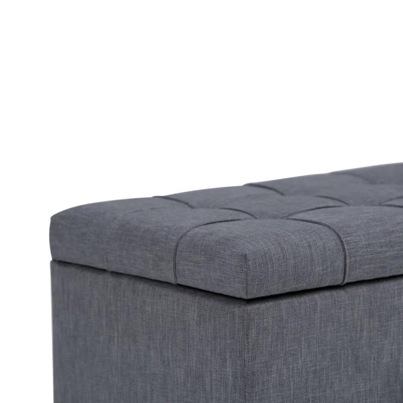 Simpli Home Sienna 33"W Upholstered Storage Ottoman Bench with Lift-Up Tufted Top