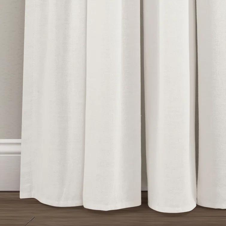 Lush Decor Linen Button Cotton Blend Blackout Curtain Single Panel