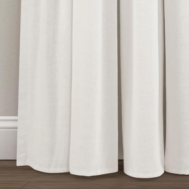 Lush Decor Linen Button Cotton Blend Blackout Curtain Single Panel
