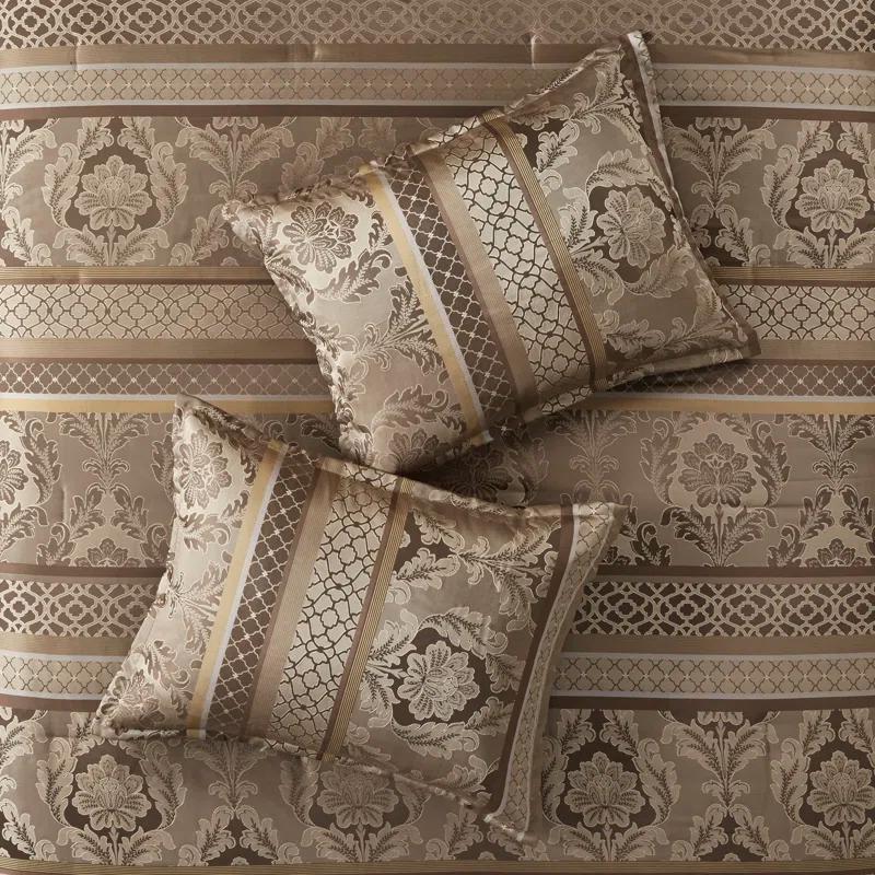 Bellagio Brown and Gold Queen Jacquard Comforter Set