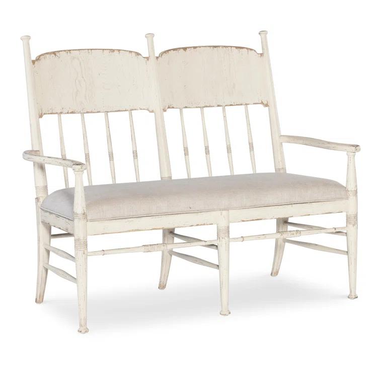 Americana Daisy Finish Linen Upholstered Entryway Bench