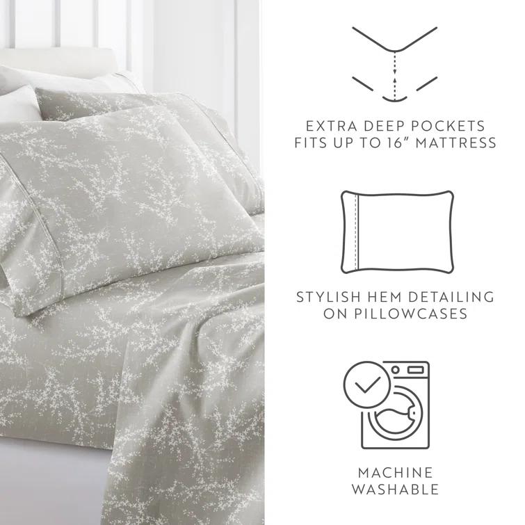IEnjoy Home 4 Piece Delicate Details Pattern Sheet Set
