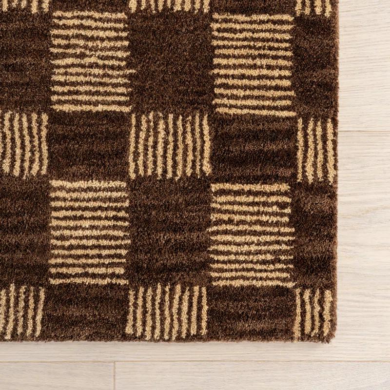 Ebern Designs Quince Checkered Wool Area Rug