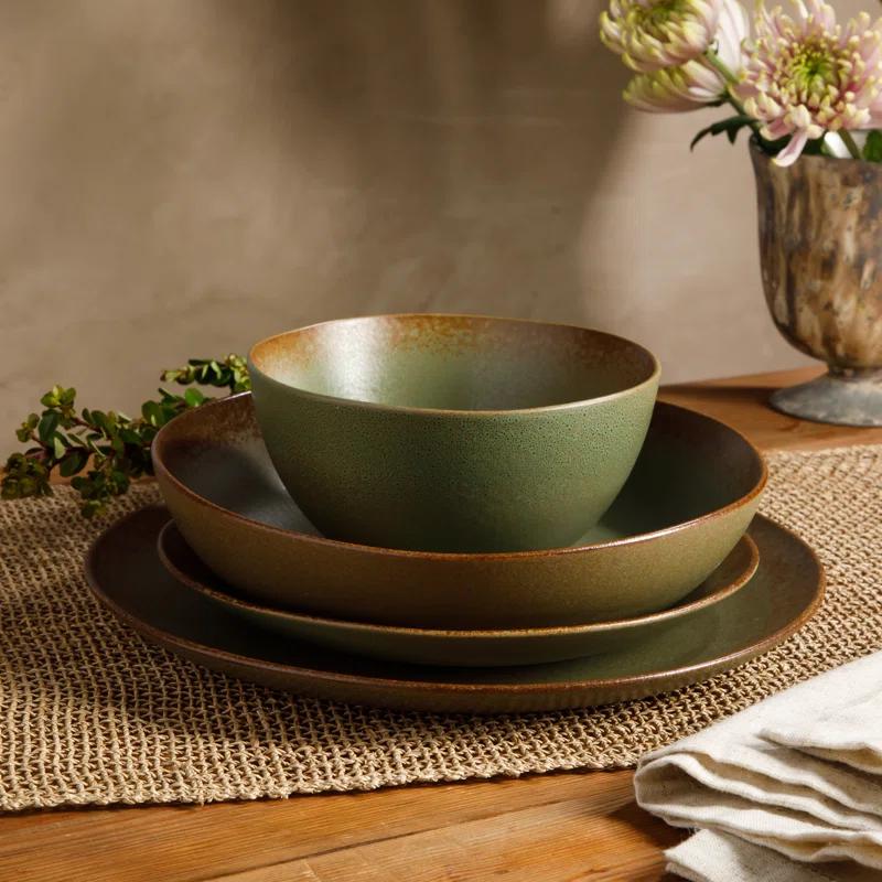 bloomhouse Palermo Sun 16 Piece Stoneware Reactive Glaze Plates and Bowls Dinnerware Set