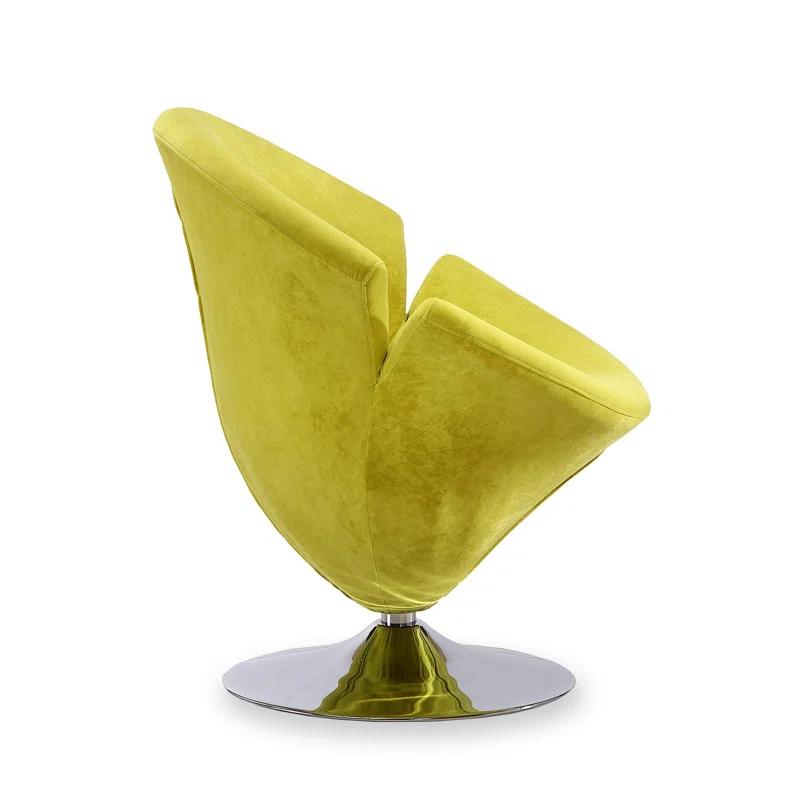 Manhattan Comfort Tulip Velvet Upholstered Swivel Barrel Chair in Green