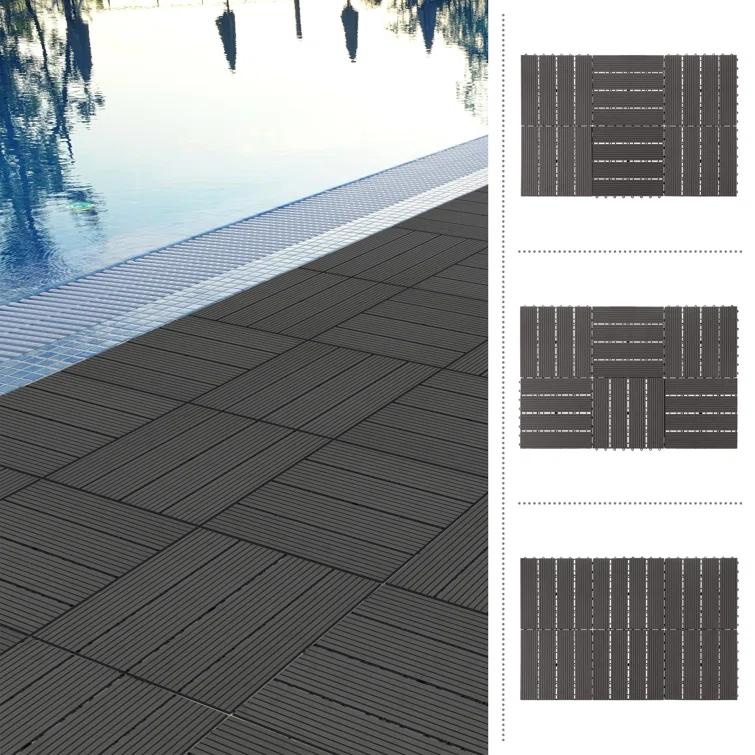 Pure Garden Deck Tiles - 6-Pack Wood Plastic Composite Interlocking Patio Tiles - 5.8SQFT Outdoor Flooring for Balcony, Porch, and Garage by Pure Garden