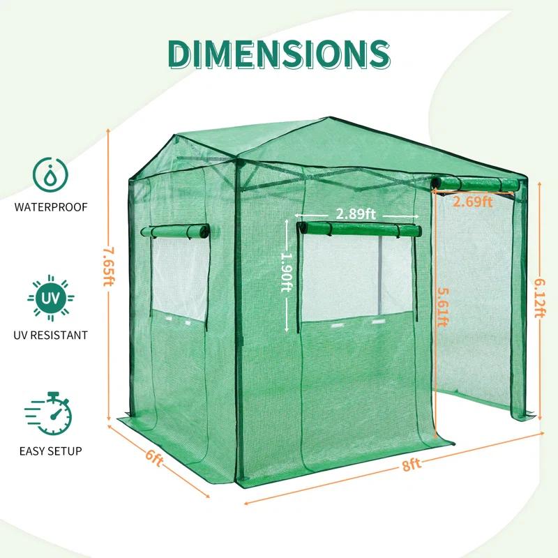 EAGLE PEAK Pop Up Greenhouses 8' X 6' Portable Instant Walk-In Garden Greenhouse & Reviews | Wayfair