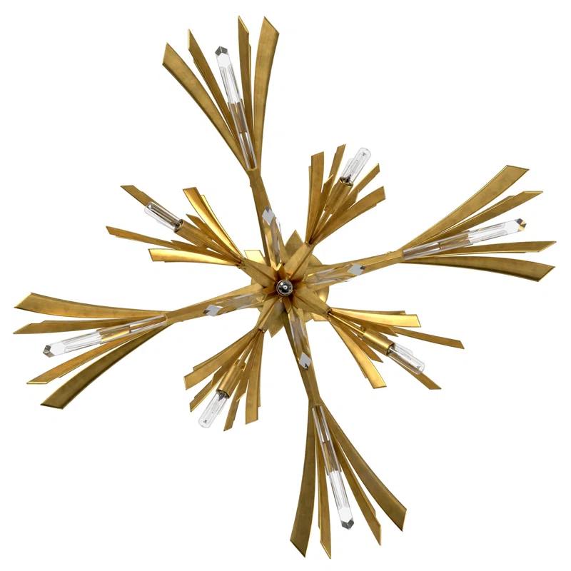 Vida 36" Thirteen-Light Modern Horizontal Hanging Chandelier w/ Crystal Accents