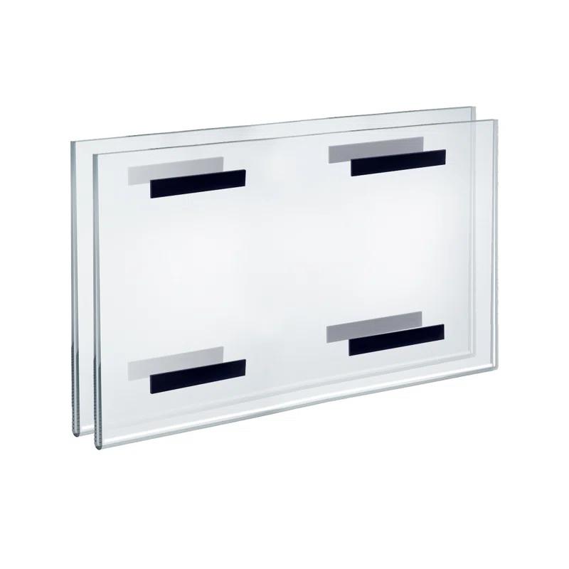 Azar Displays Clear Acrylic Magnet Back Sign Holder Frames 17" W x 11" H - Horizontal / Landscape, 2-Pack (Set of 2)