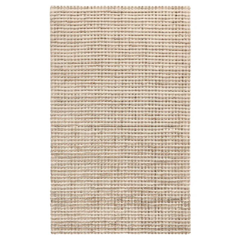 Rectangle Herringbone Hand Woven Jute/Sisal Area Rug in Beige